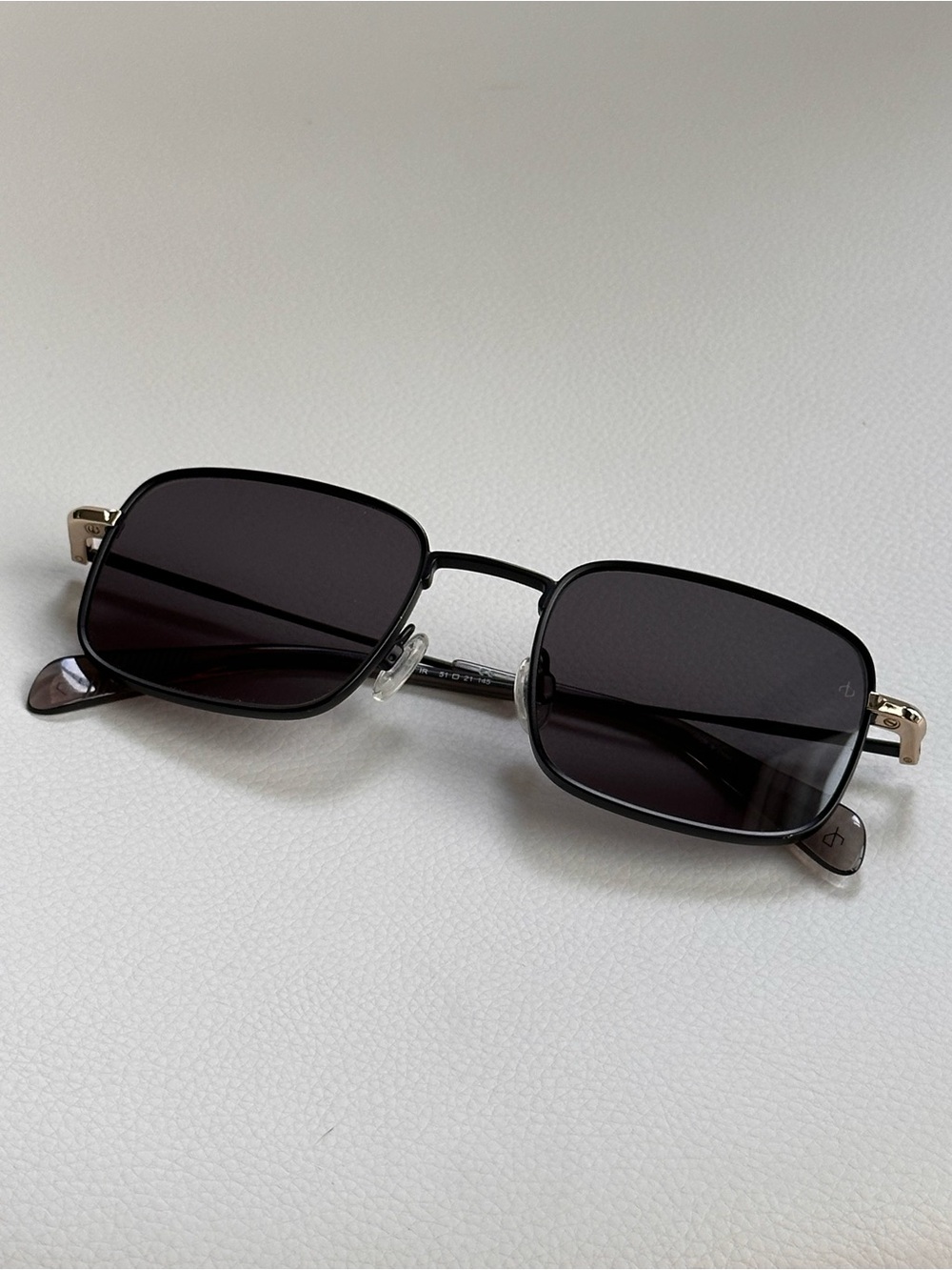 Rag & Bone 5023/S square sunglasses black gold metal frame gray lenses